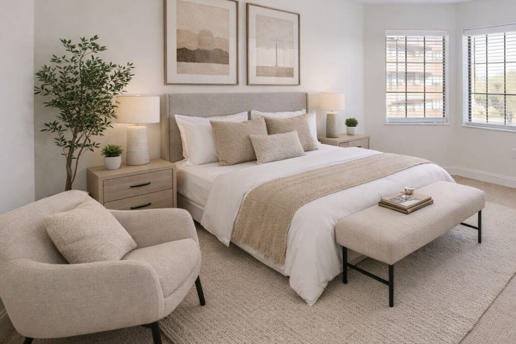 Bedroom Area Inside Apartment at Independent Living Facility For Seniors